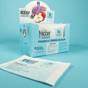 Terpene infused tea sachet and display box